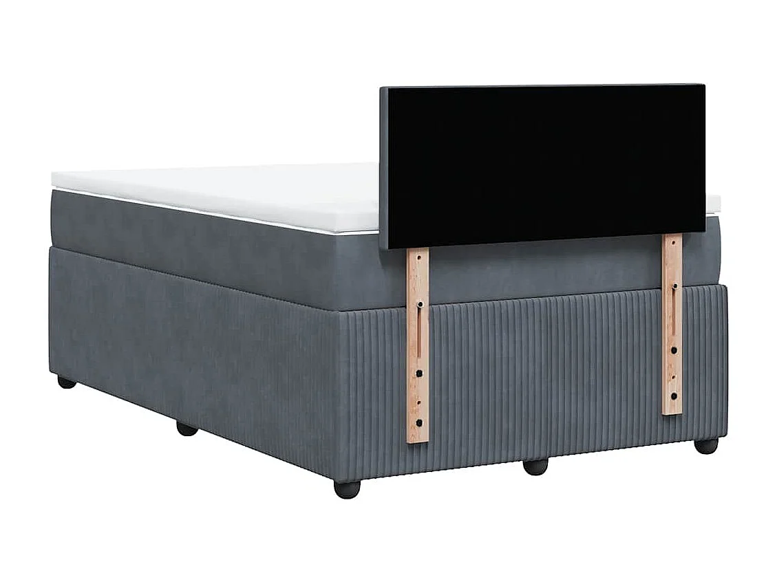 Rete a doghe grigio scuro e materasso 120x190cm in velluto