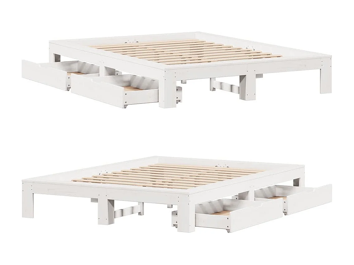 Cadre de lit sans matelas blanc 150x200 cm bois de pin massif