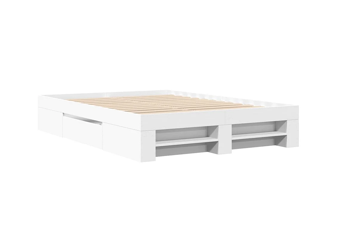 Bedframe zonder witte matras 140x190 cm bewerkt hout