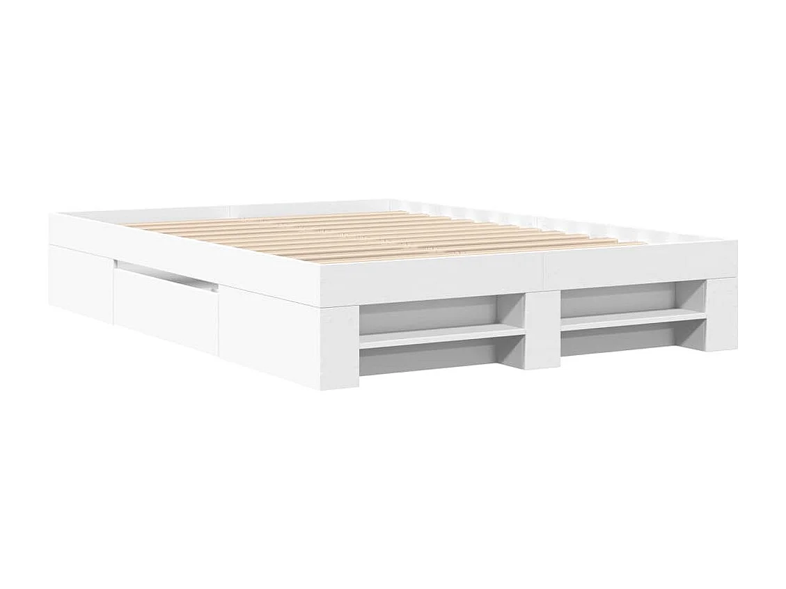 Struttura letto senza materasso bianco 140x190 cm in legno ingegnerizzato