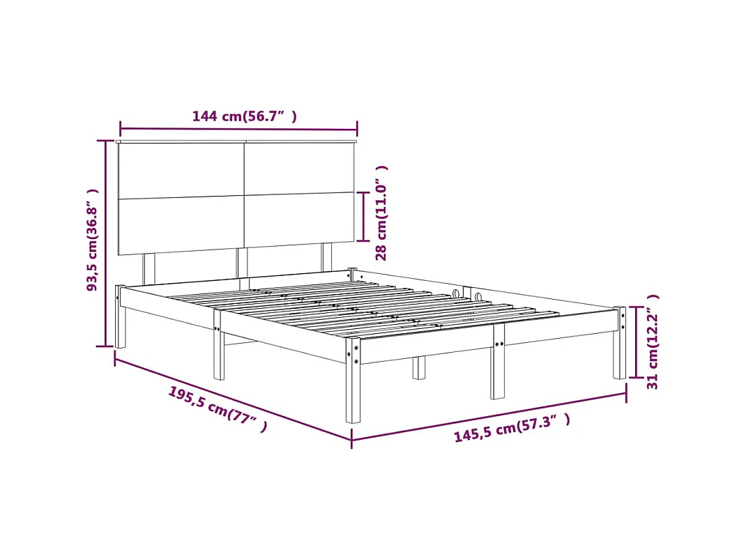 Bedframe zonder matras 140x190 cm massief grenenhout