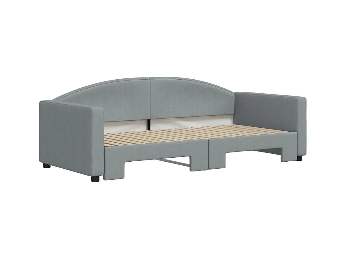 Lit de jour avec lit gigogne gris clair 90x190 cm tissu