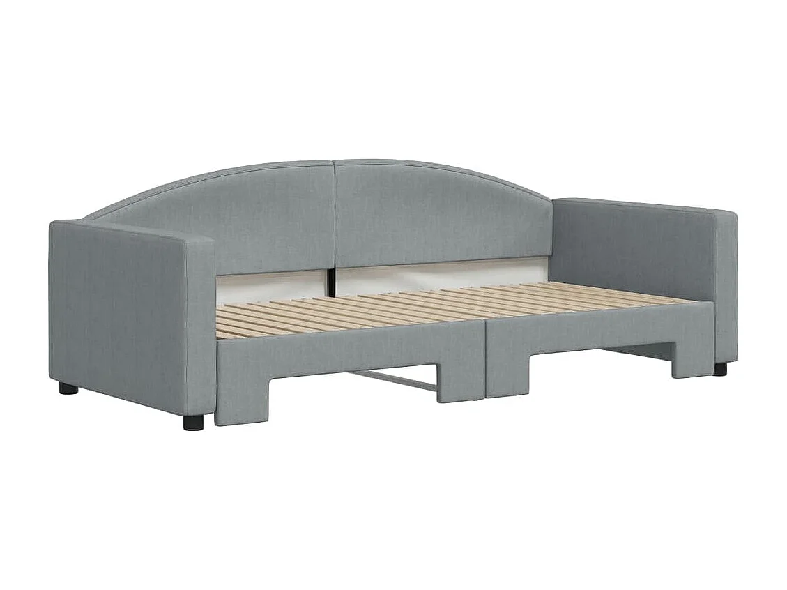 Dagbed met uitschuifbed lichtgrijs 90x190 cm stof