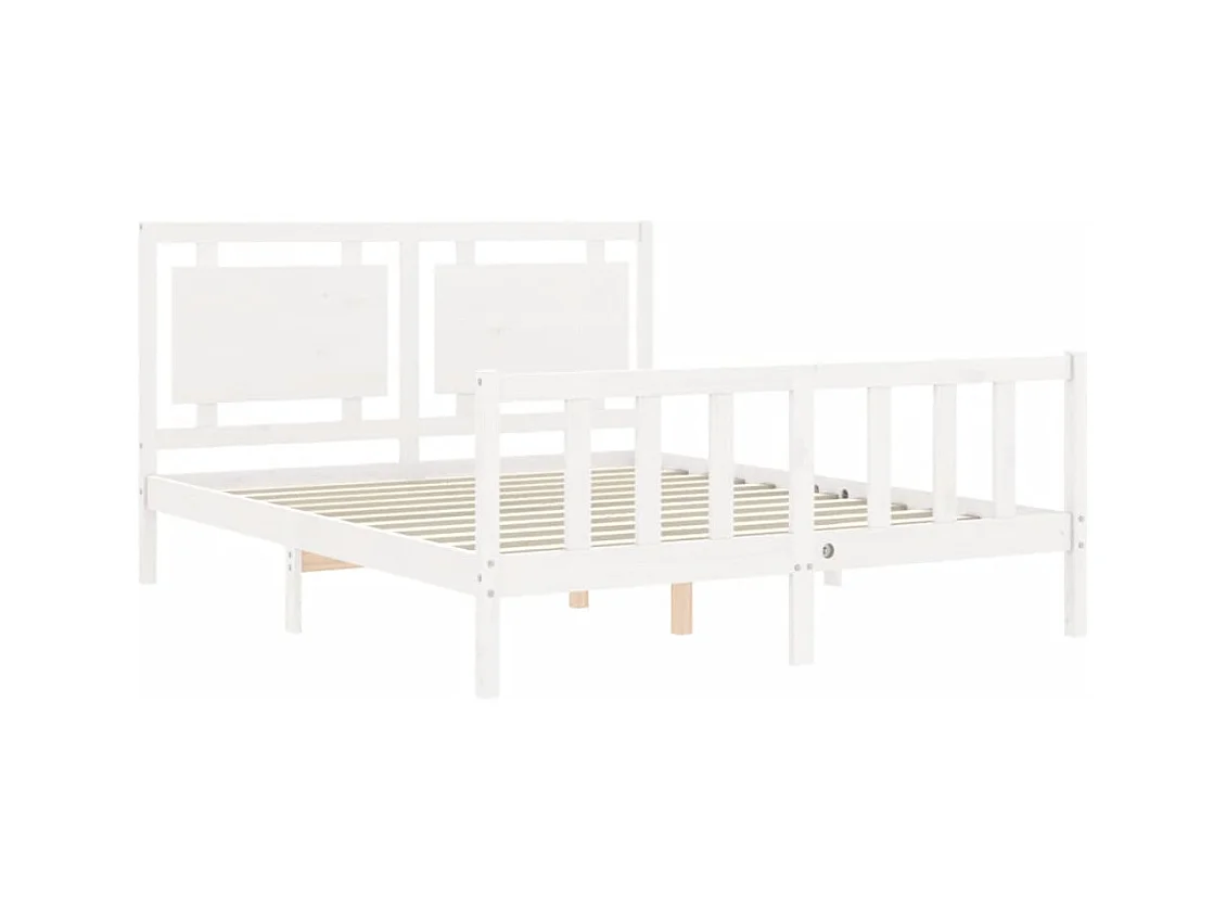 Struttura letto senza materasso bianco 160x200 cm in legno massello di pino