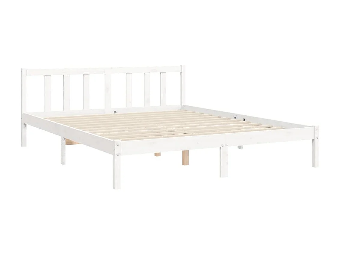 Struttura letto senza materasso bianco 160x200 cm in legno massello di pino