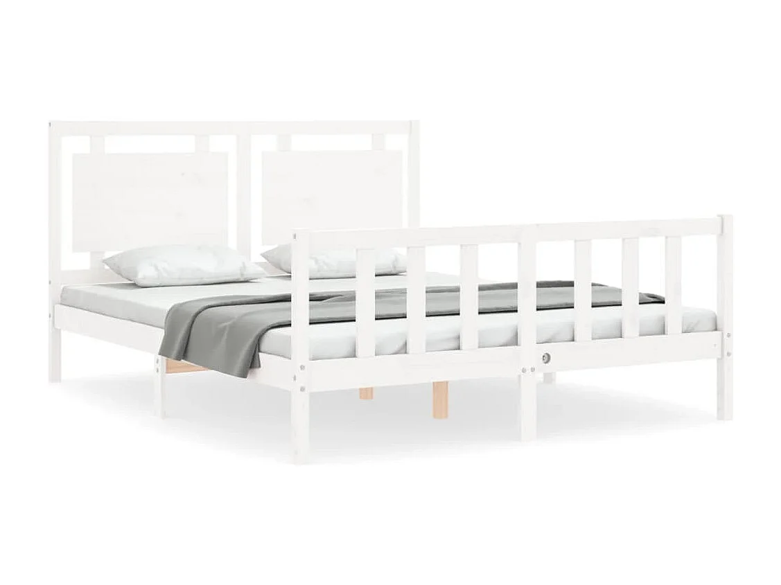 Cadre de lit sans matelas blanc 160x200 cm bois de pin massif