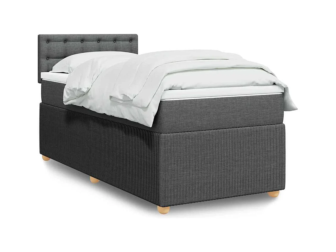 Rete a doghe con materasso Tessuto grigio scuro 90x200 cm