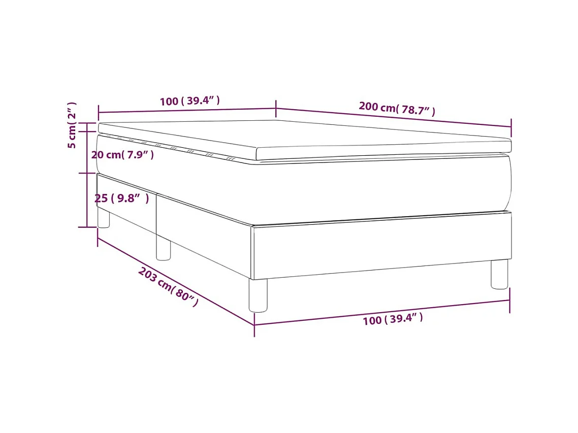 Lattenbodem met matras Donkerbruin 100x200 cm