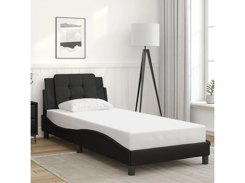 Cadre de lit sans matelas noir 90x200 cm similicuir