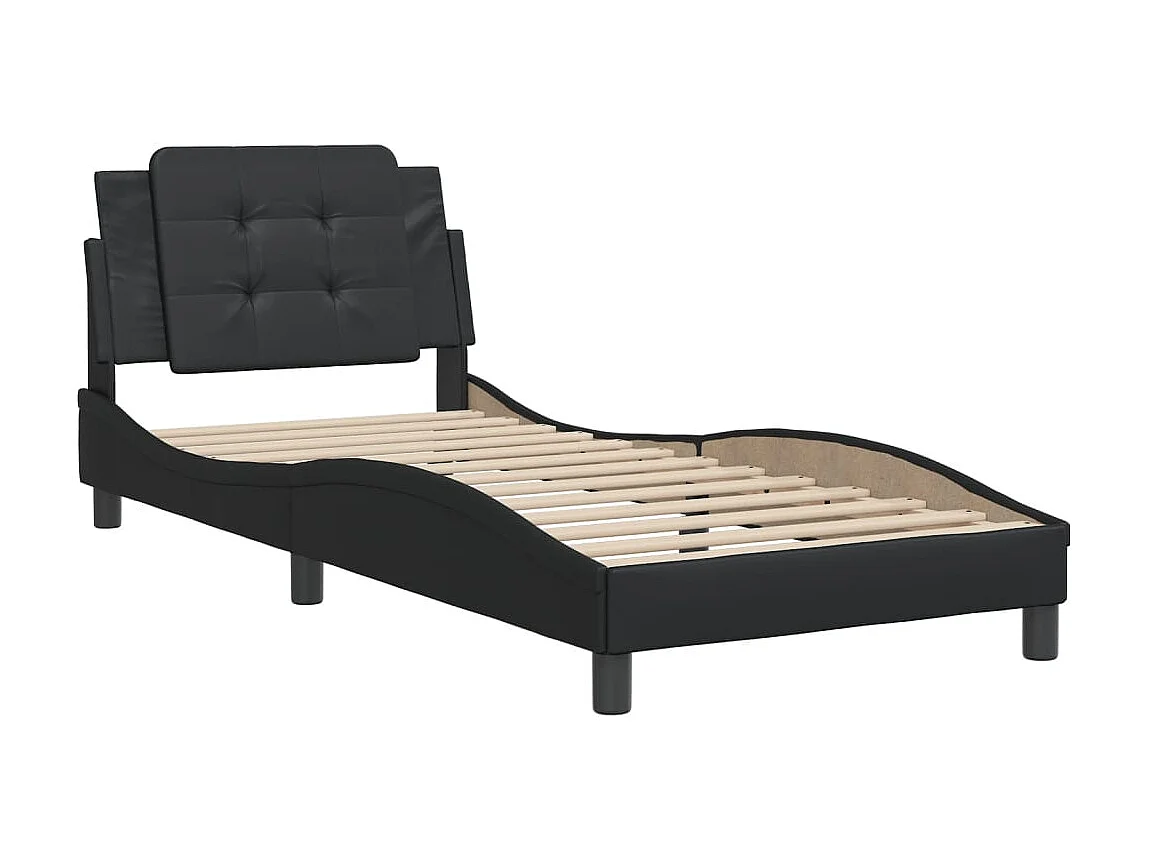 Cadre de lit sans matelas noir 90x200 cm similicuir
