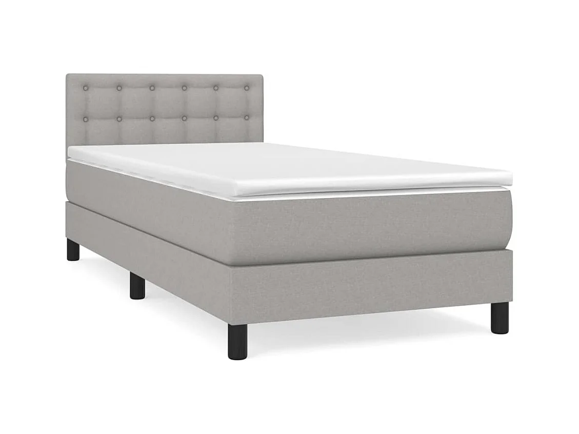 Sommier à lattes de lit avec matelas Gris clair 90x200 cm Tissu