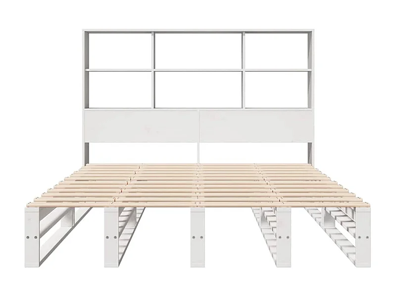 Letto libreria bianco senza materasso 140x200 cm in legno massello