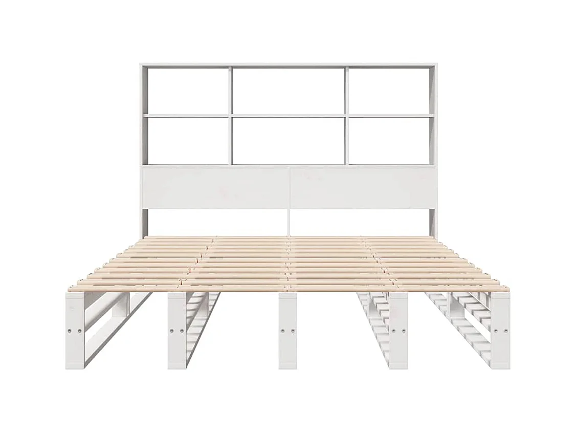 Cama librería blanca sin colchón 140x200 cm madera maciza