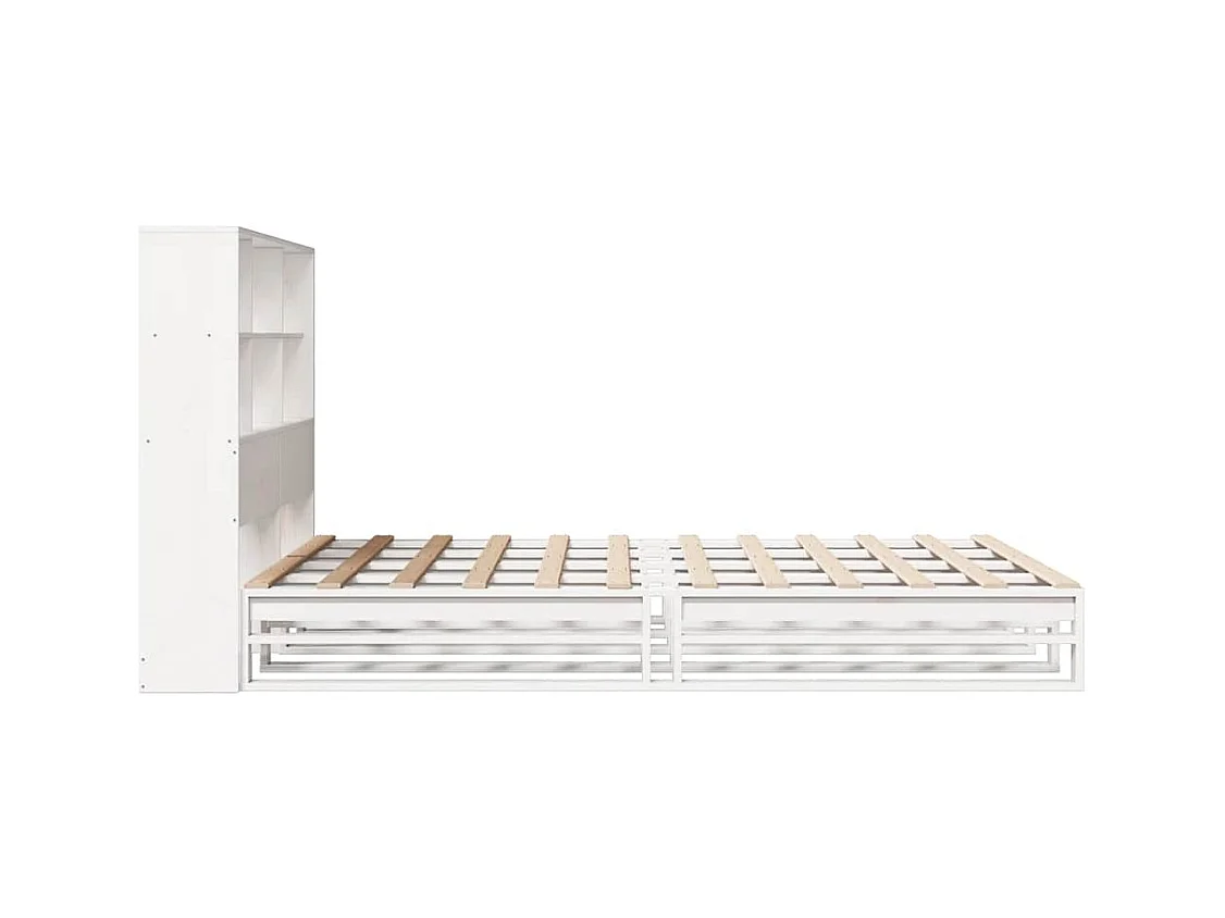 Cama librería blanca sin colchón 140x200 cm madera maciza