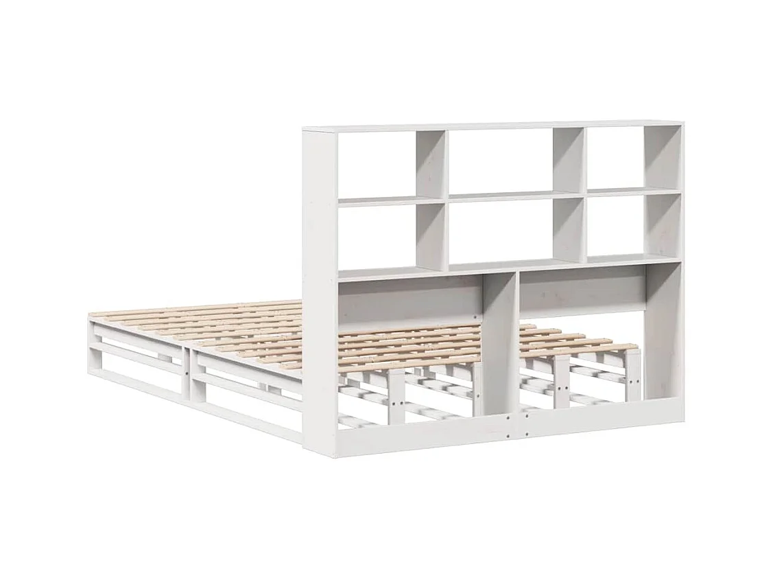 Cama librería blanca sin colchón 140x200 cm madera maciza
