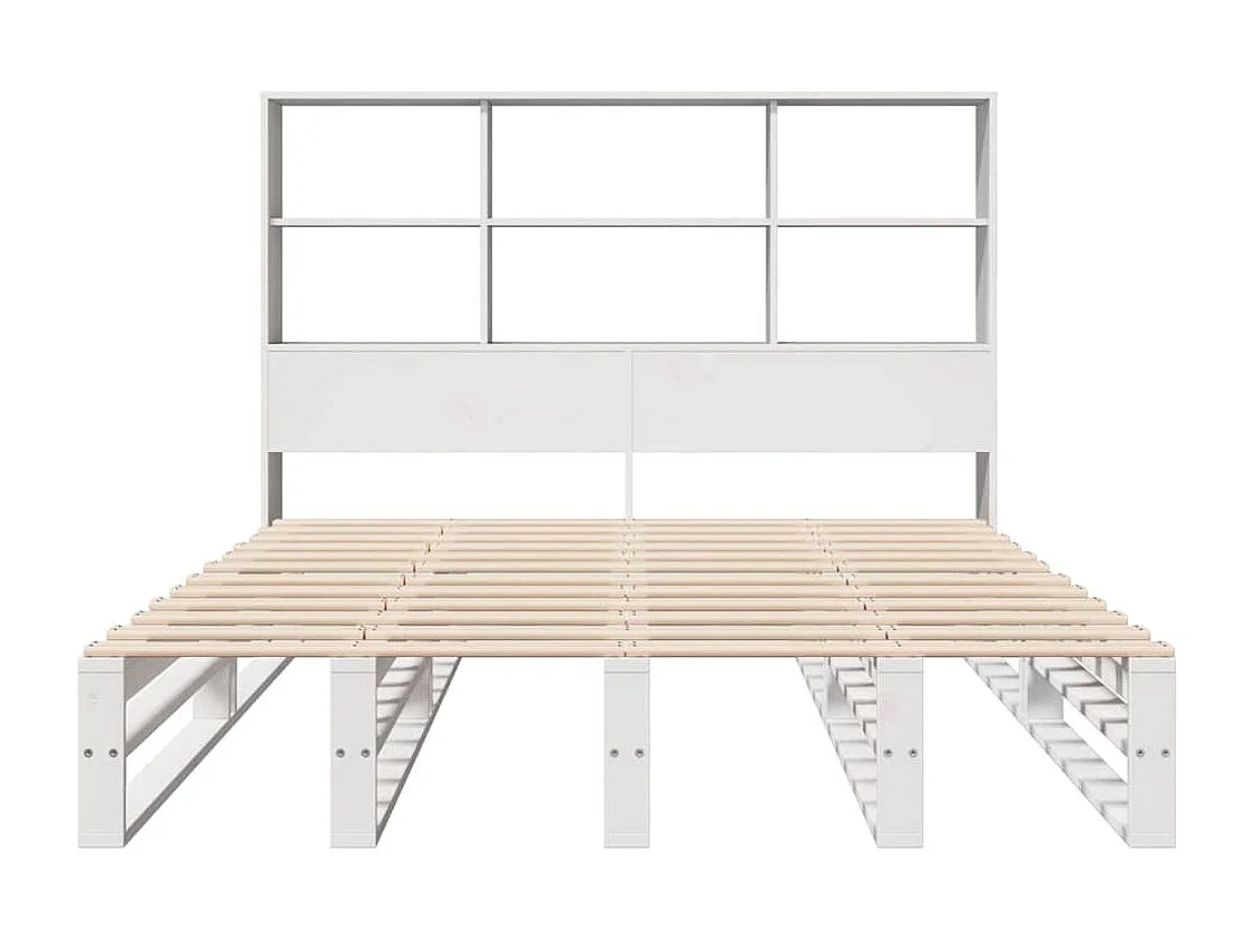 Letto libreria bianco senza materasso 140x200 cm in legno massello