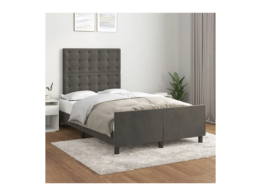 Estructura de cama gris oscuro sin colchón 120x200 cm terciopelo