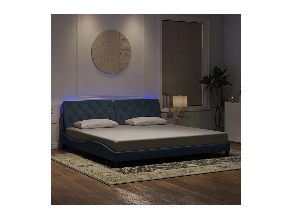 Struttura letto con luci LED grigio scuro 200x200 cm velluto