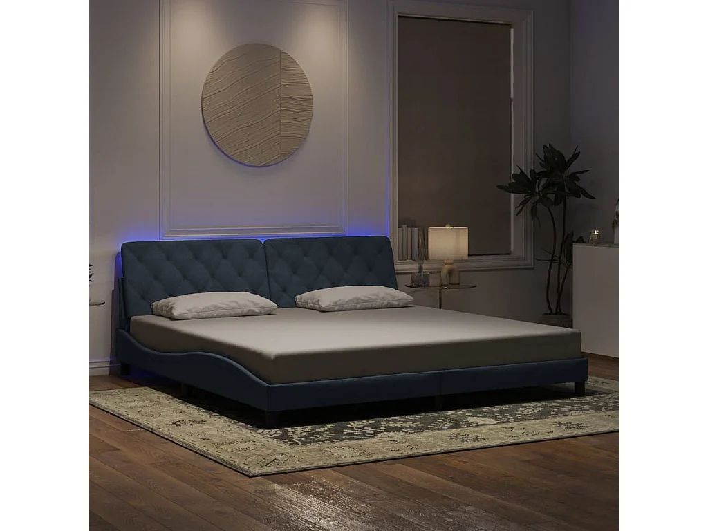 Estructura de cama con luces LED gris oscuro 200x200 cm terciopelo