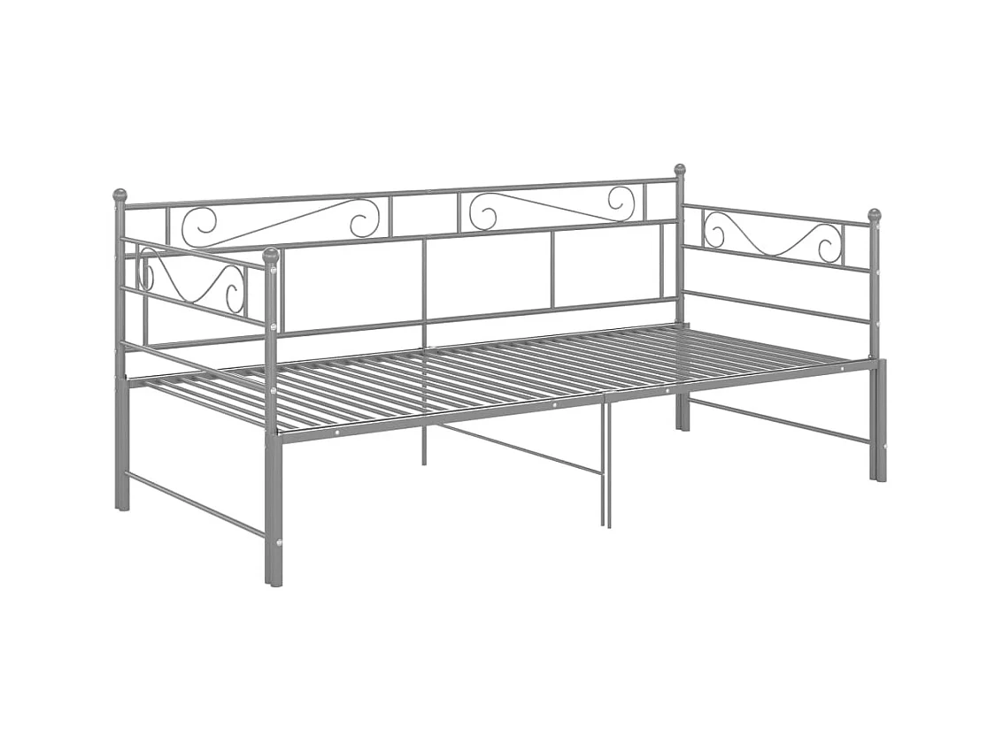 Cadre de canapé-lit extensible sans matelas gris métal 90x200cm