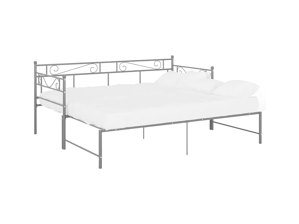 Cadre de canapé-lit extensible sans matelas gris métal 90x200cm