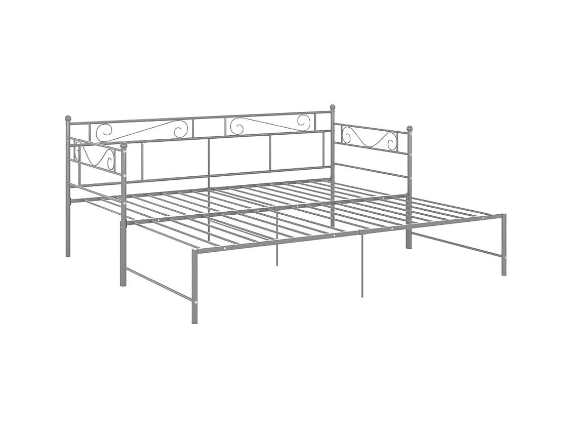 Cadre de canapé-lit extensible sans matelas gris métal 90x200cm