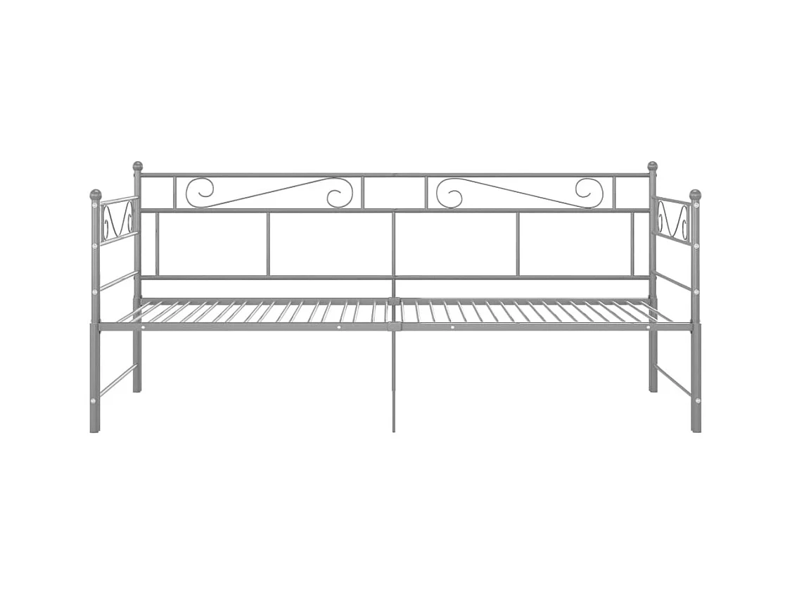 Cadre de canapé-lit extensible sans matelas gris métal 90x200cm