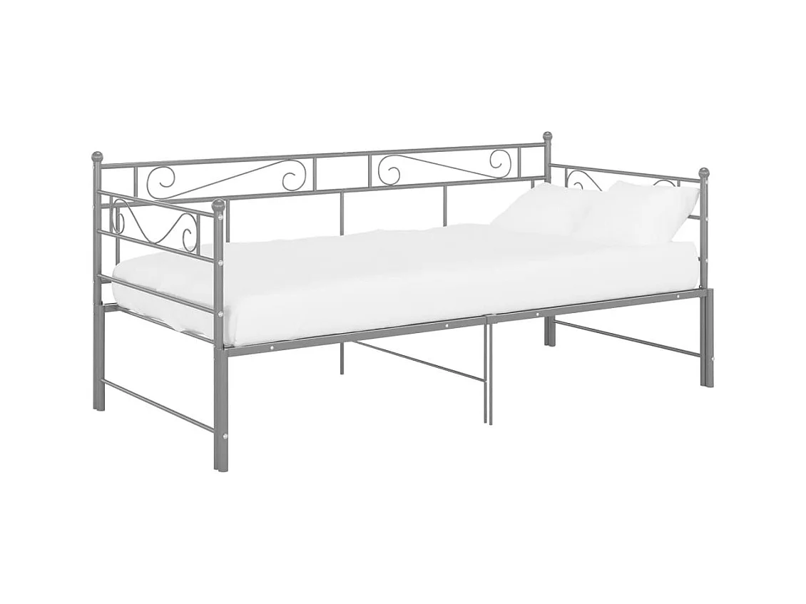Estructura de sofá cama extensible sin colchón metal gris 90x200cm