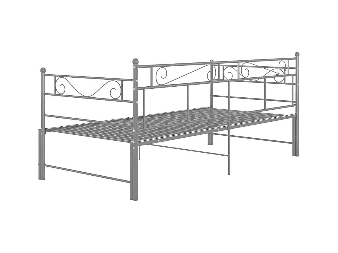 Estructura de sofá cama extensible sin colchón metal gris 90x200cm
