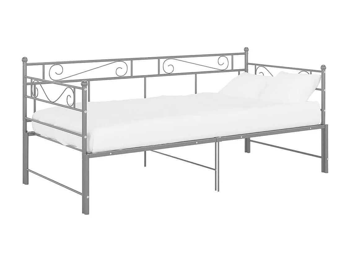 Ausziehbares Schlafsofagestell ohne Matratze, graues Metall, 90 x 200 cm