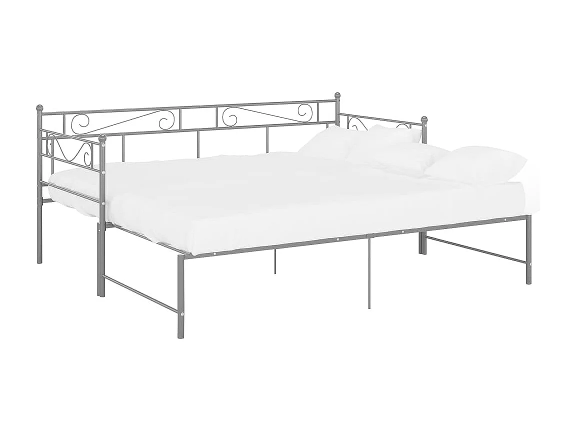 Ausziehbares Schlafsofagestell ohne Matratze, graues Metall, 90 x 200 cm