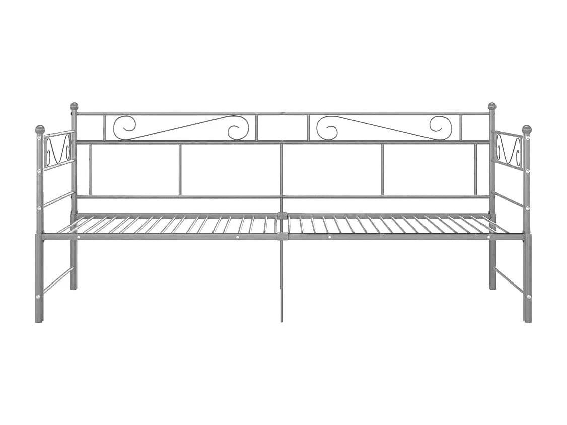 Ausziehbares Schlafsofagestell ohne Matratze, graues Metall, 90 x 200 cm