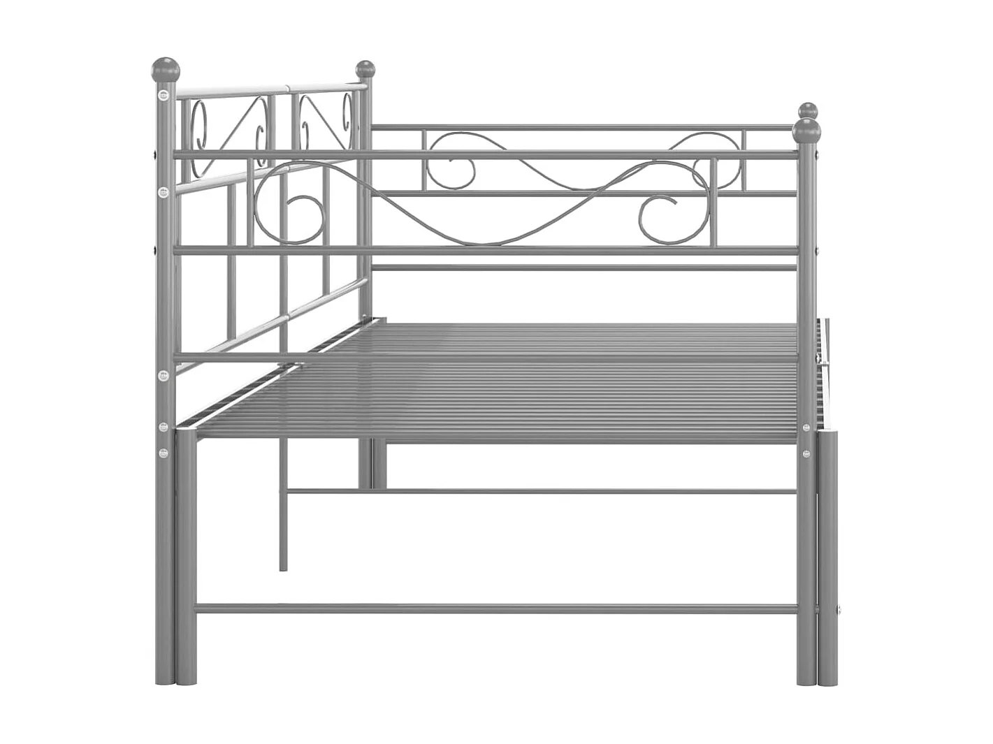 Ausziehbares Schlafsofagestell ohne Matratze, graues Metall, 90 x 200 cm