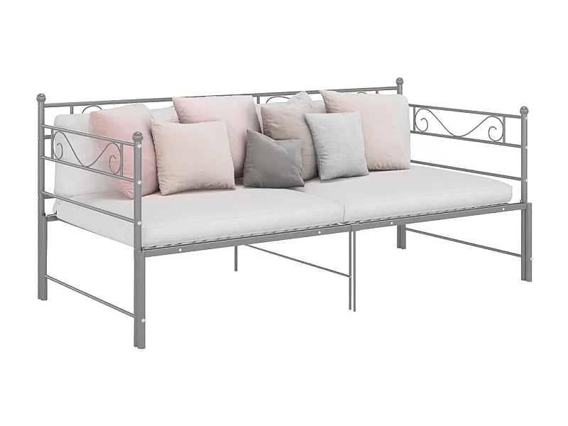 Ausziehbares Schlafsofagestell ohne Matratze, graues Metall, 90 x 200 cm
