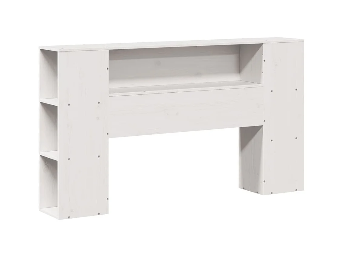 Lit bibliothèque sans matelas blanc 140x190 cm bois pin massif