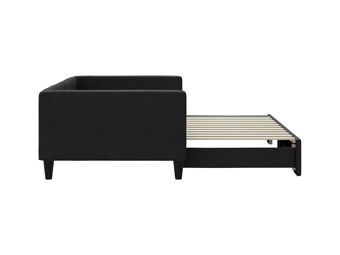 Lit de jour avec gigogne sans matelas noir 100x200 cm