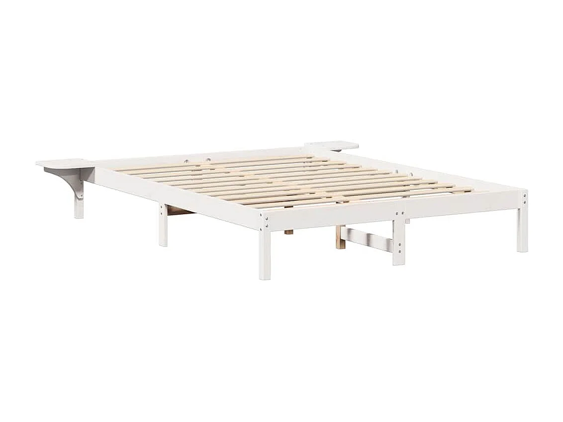Cadre de lit avec tables de chevet Blanc 150 x 200 cm Blanc
