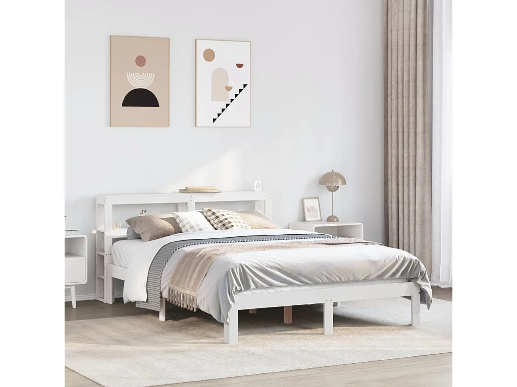 Struttura letto con testiera senza materasso bianco 120x200 cm