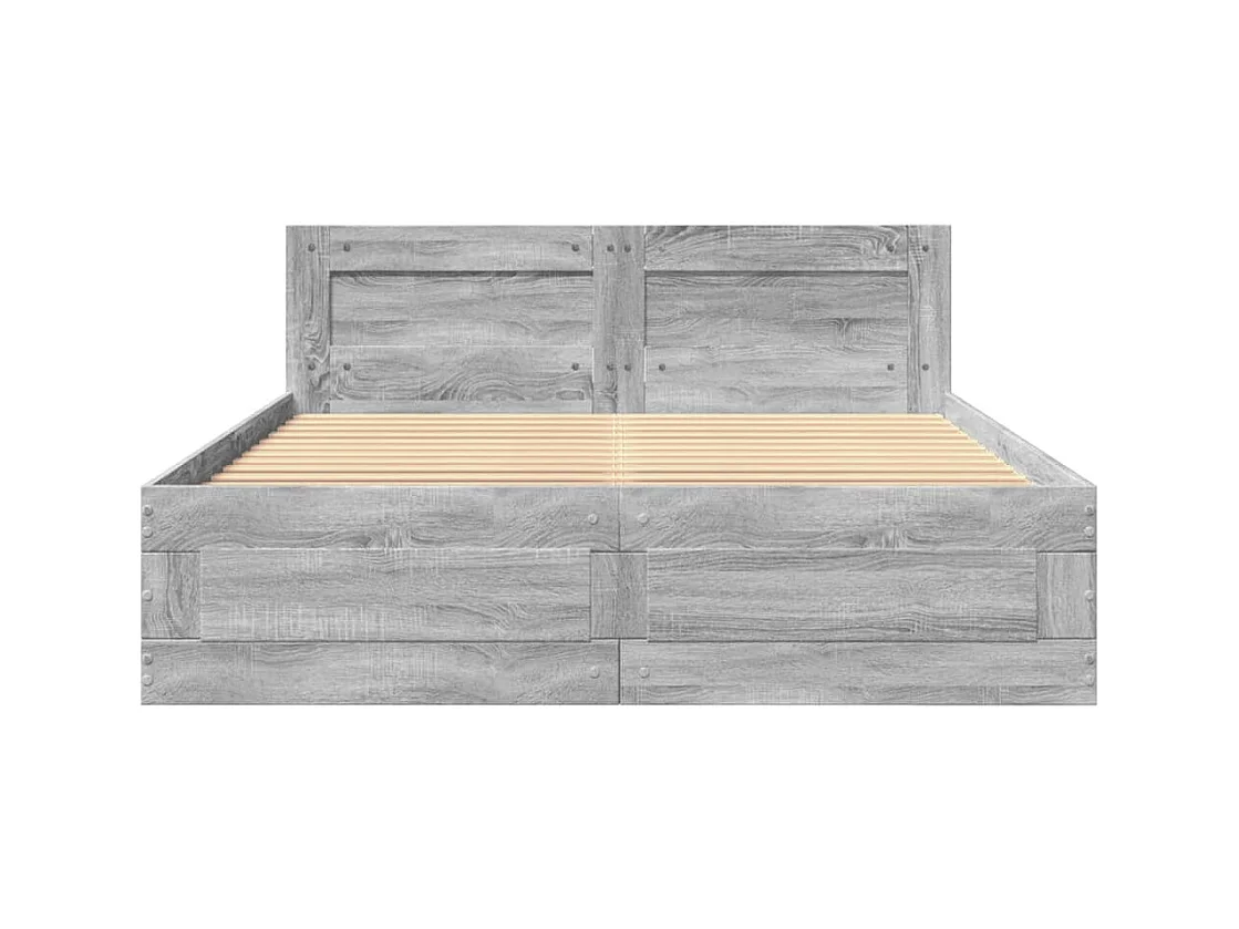 Bedframe en hoofdbord zonder matras Sonoma grijs 120x190 cm