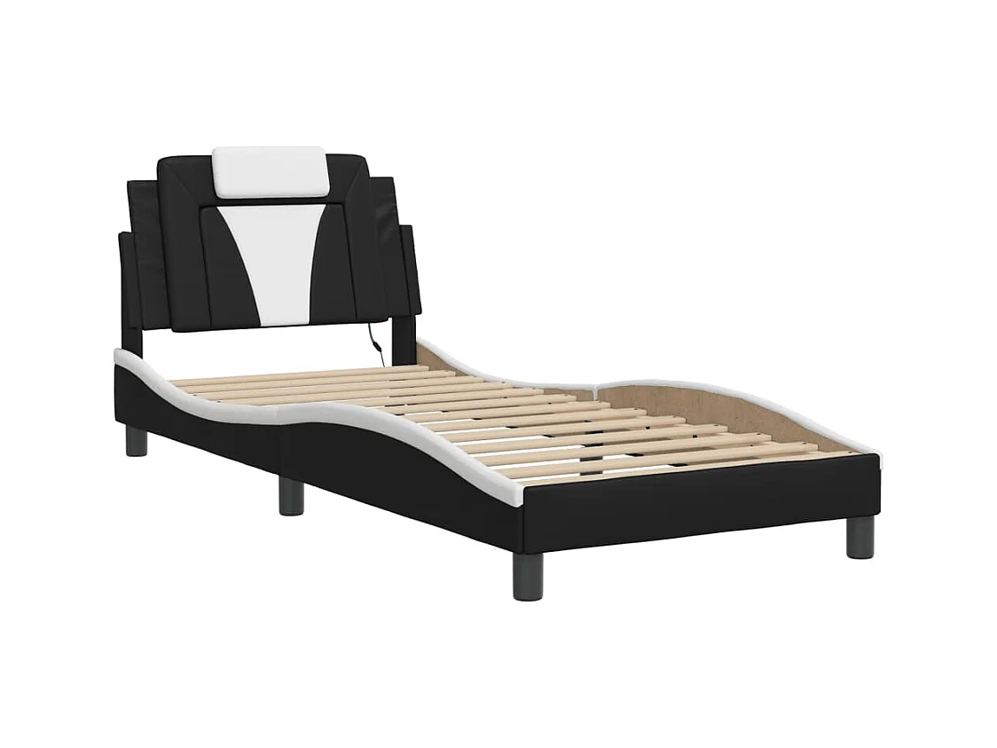 Cadre de lit avec LED sans matelas noir et blanc 90x190 cm