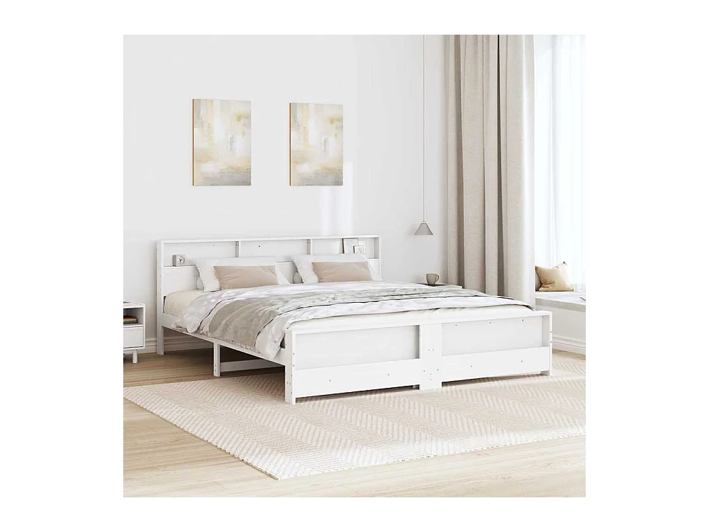 Struttura letto bianca 180 x 200 cm Legno massello di pino