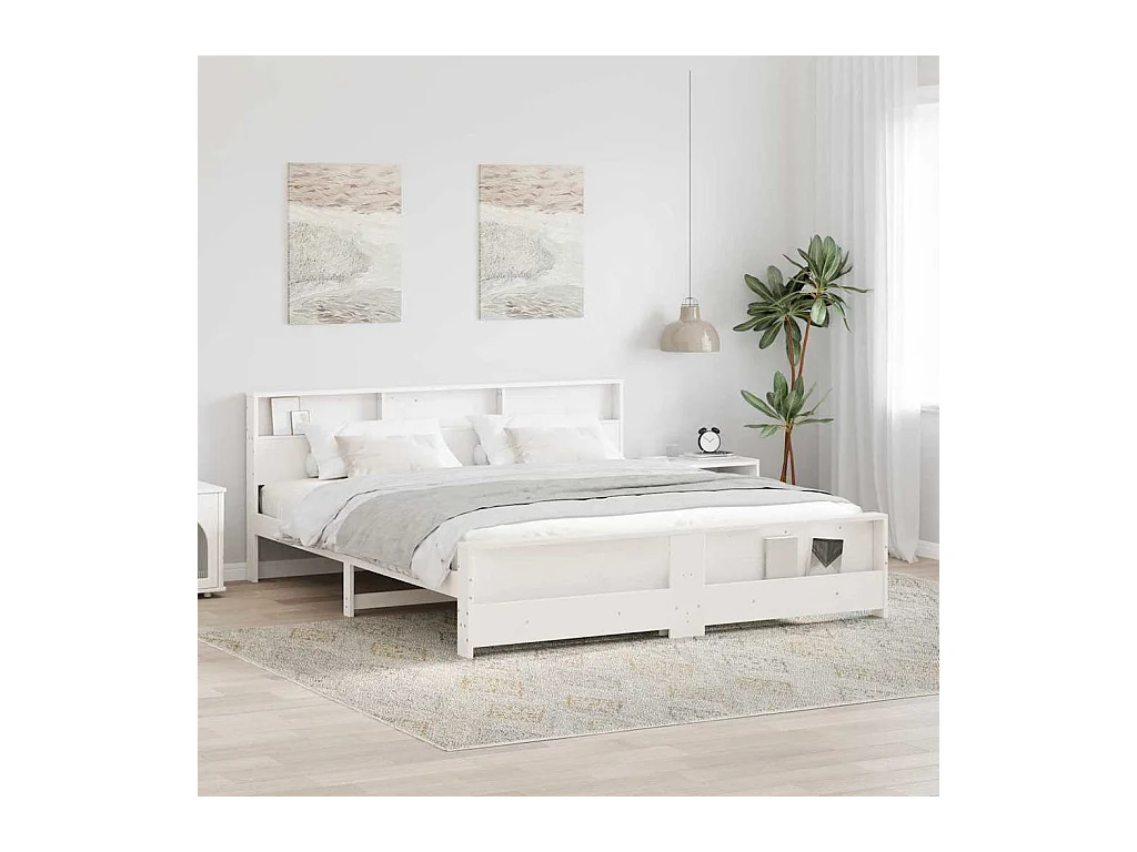 Estructura de cama blanca 180 x 200 cm Madera maciza de pino