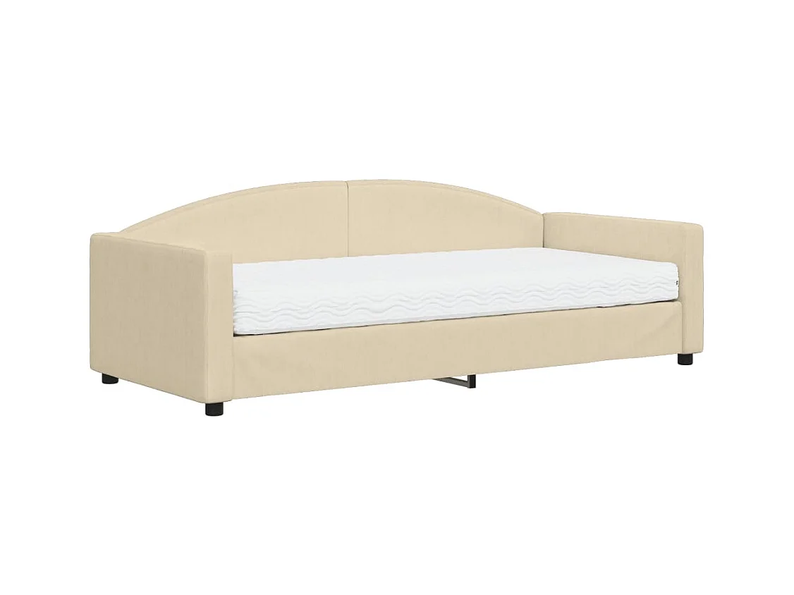 Lit de jour avec matelas crème 90x200 cm tissu