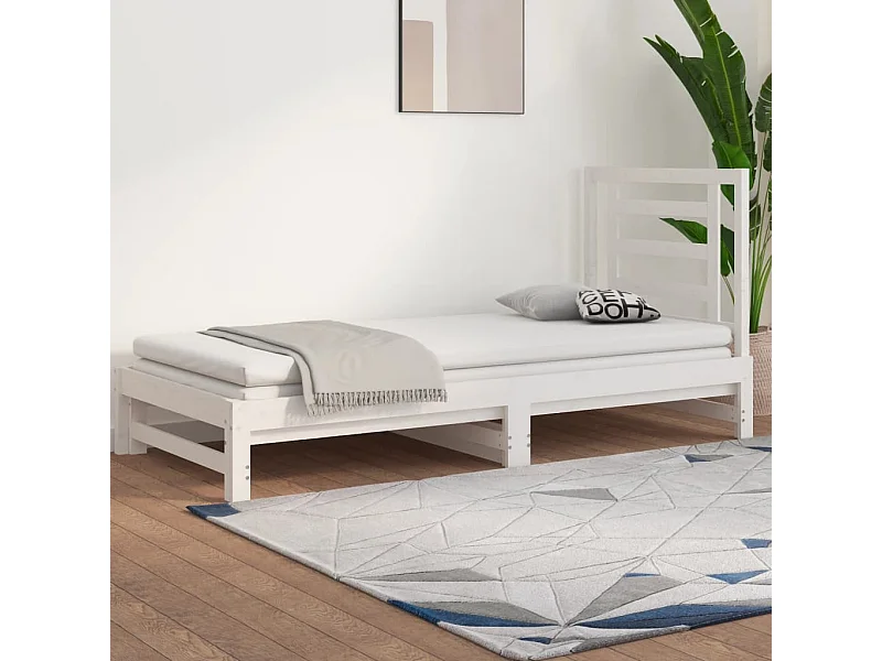 Lit coulissant sans matelas blanc 2x(90x200) cm