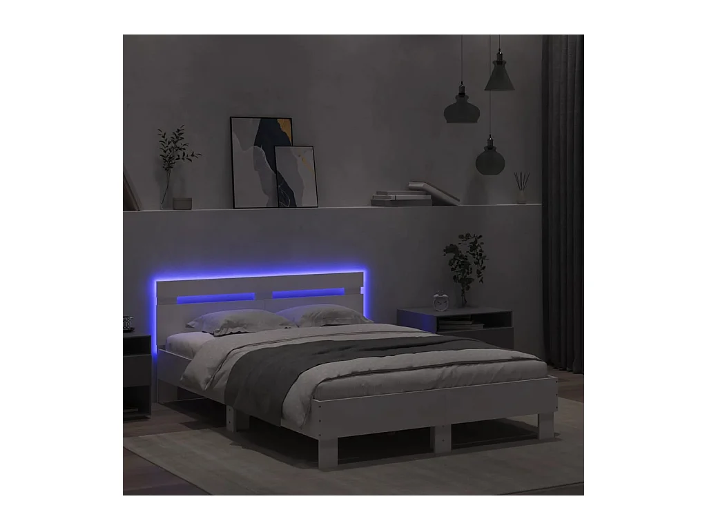 Struttura letto con LED senza materasso bianco 120x200 cm