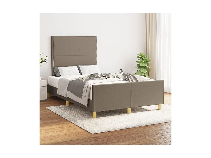 Estructura de cama sin colchón tela color topo 120x200 cm