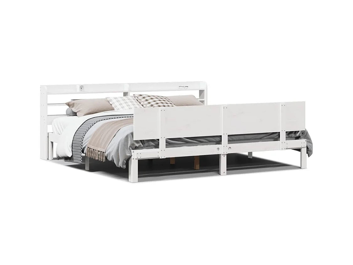 Struttura letto con testiera senza materasso bianco 200x200 cm