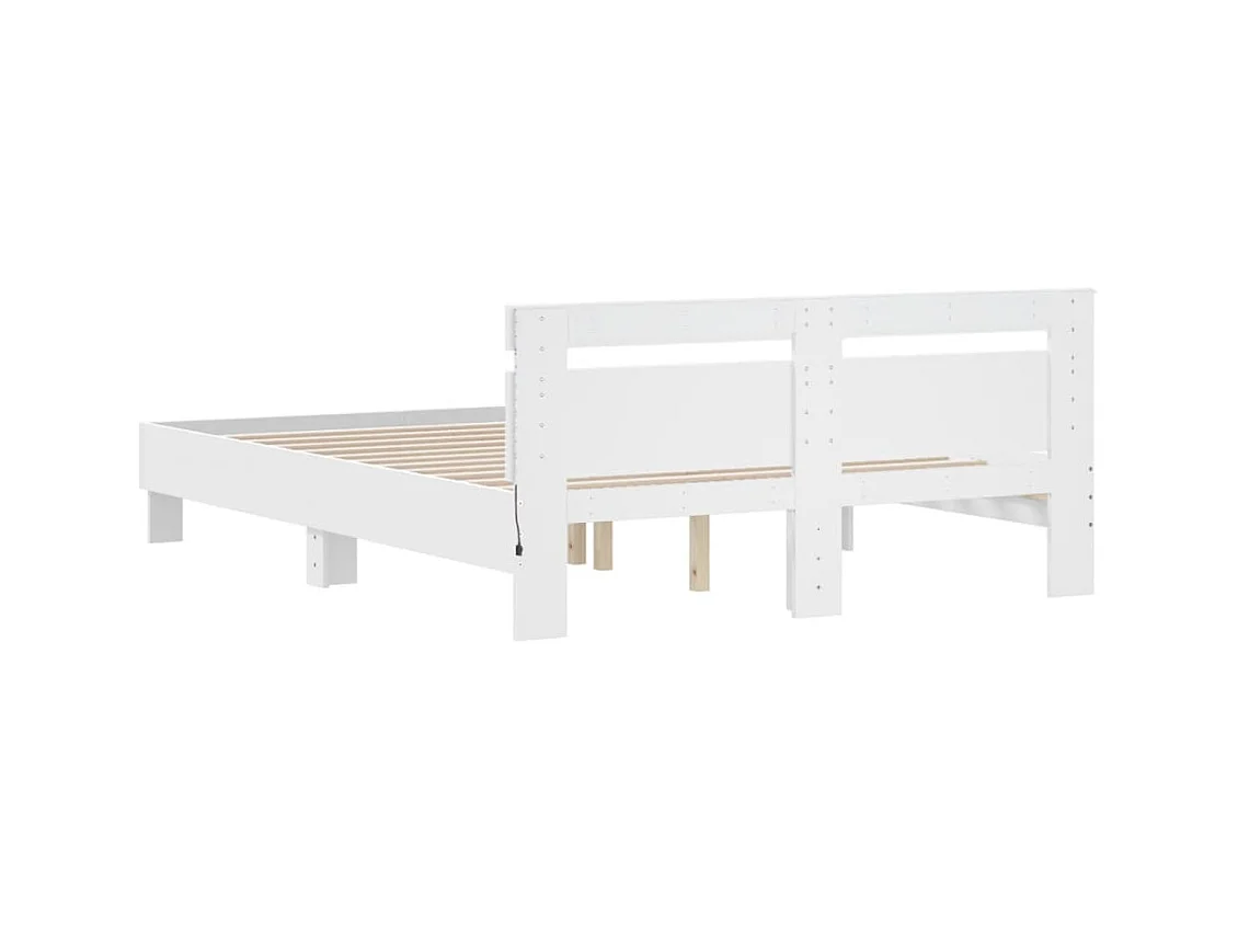 Bedframe met LED zonder matras wit 140x200 cm