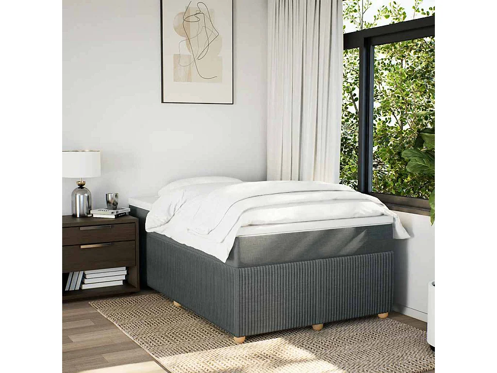 Sommier à lattes de lit avec matelas gris foncé 120x190cm tissu