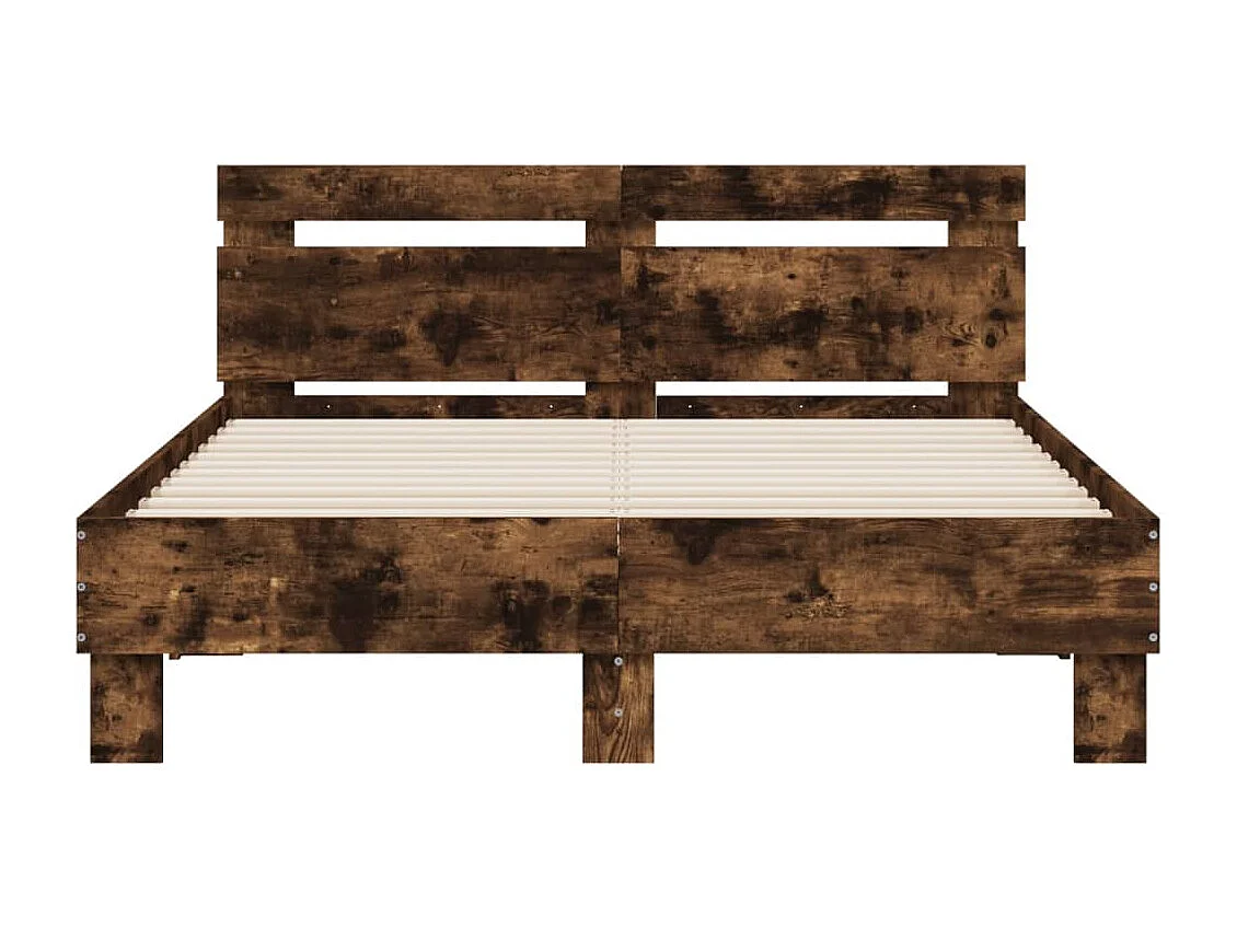 Bedframe met LED zonder matras gerookt eiken 135x190 cm